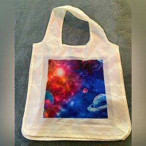 Space and planets white sholder bag grocery or shopping bag NEW